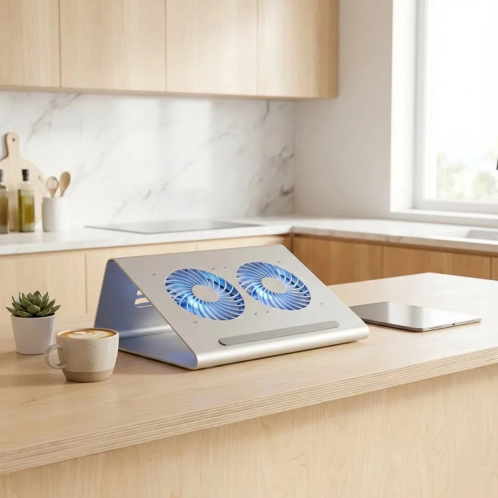 KeiBn laptop cooler with RGB lighting and multiple fans