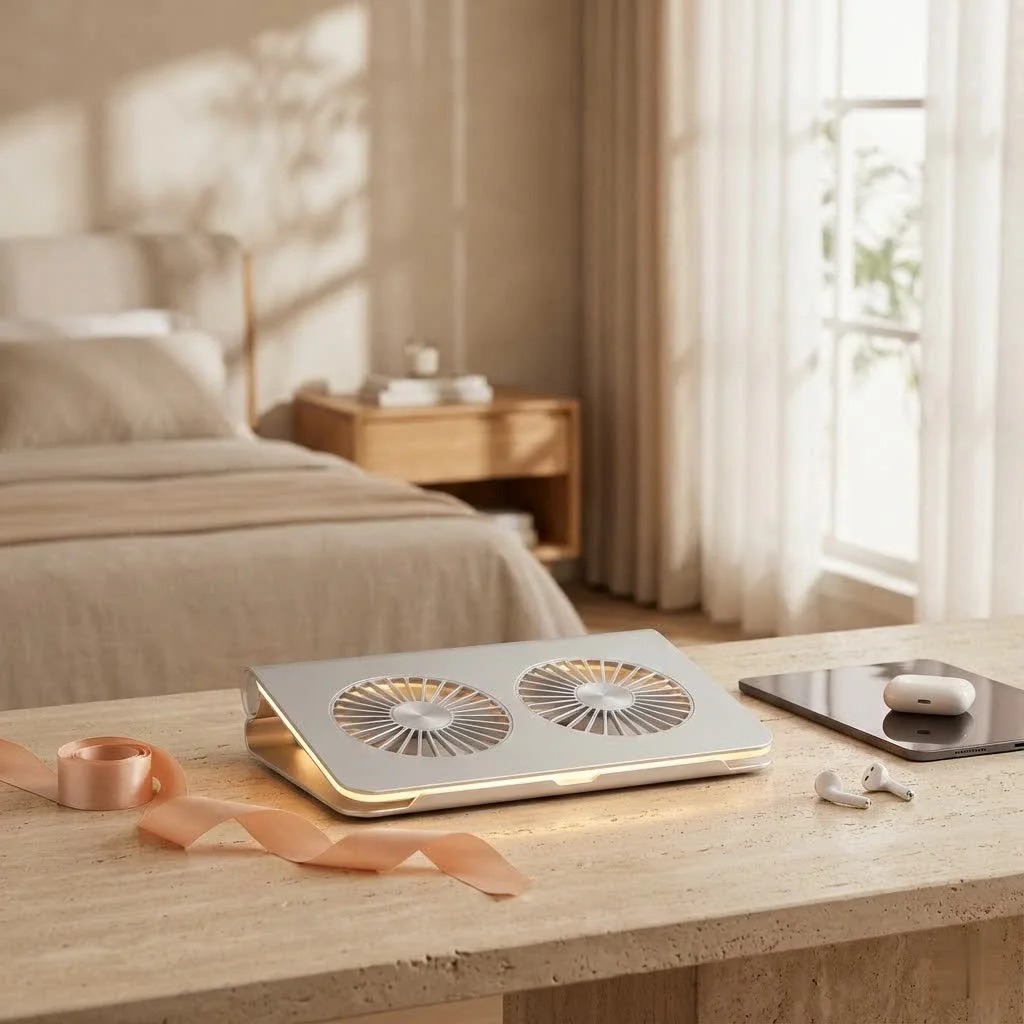 Cooler Master laptop cooling pad with a laptop on top