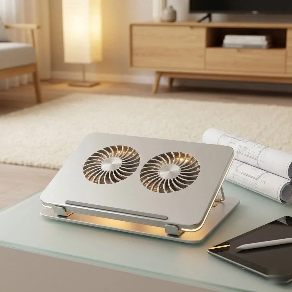 3D printed laptop cooler with hexagonal vents