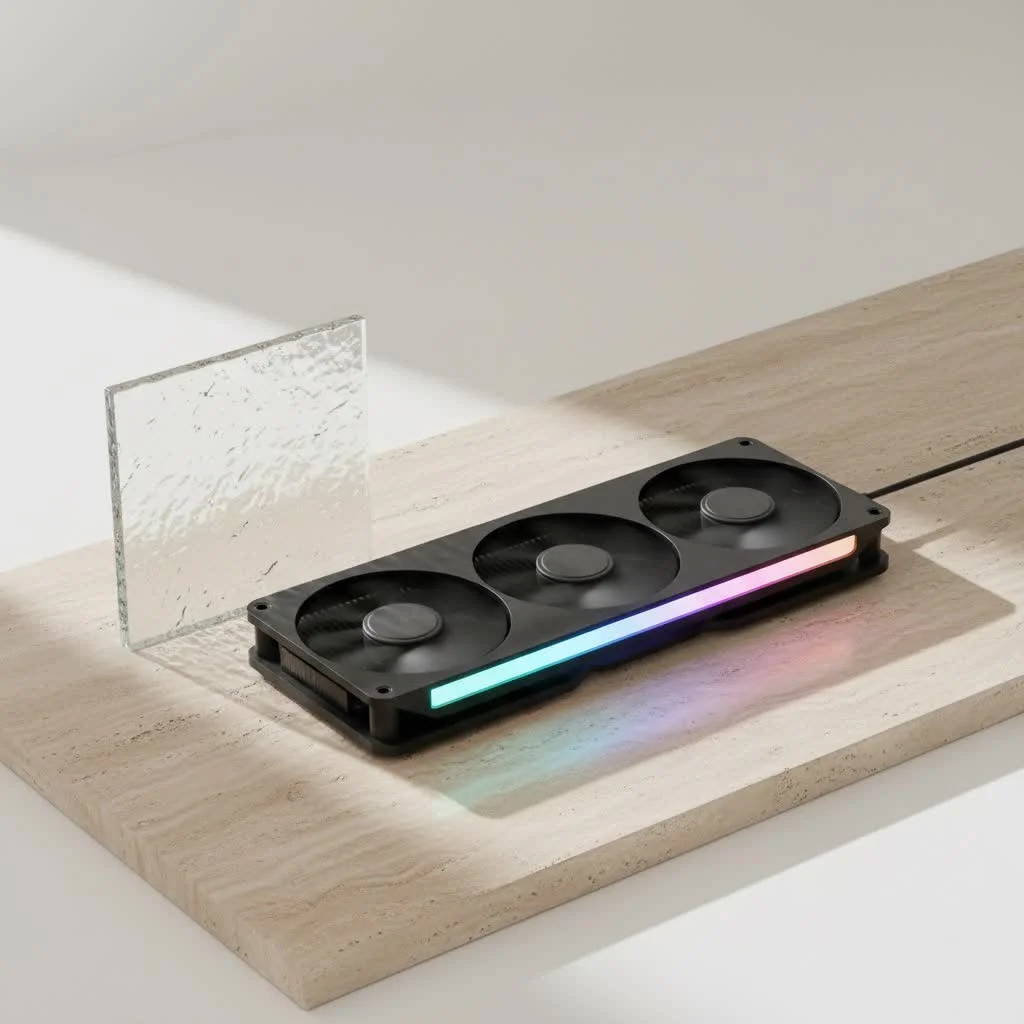 Gaming laptop on a cooling pad with RGB lighting